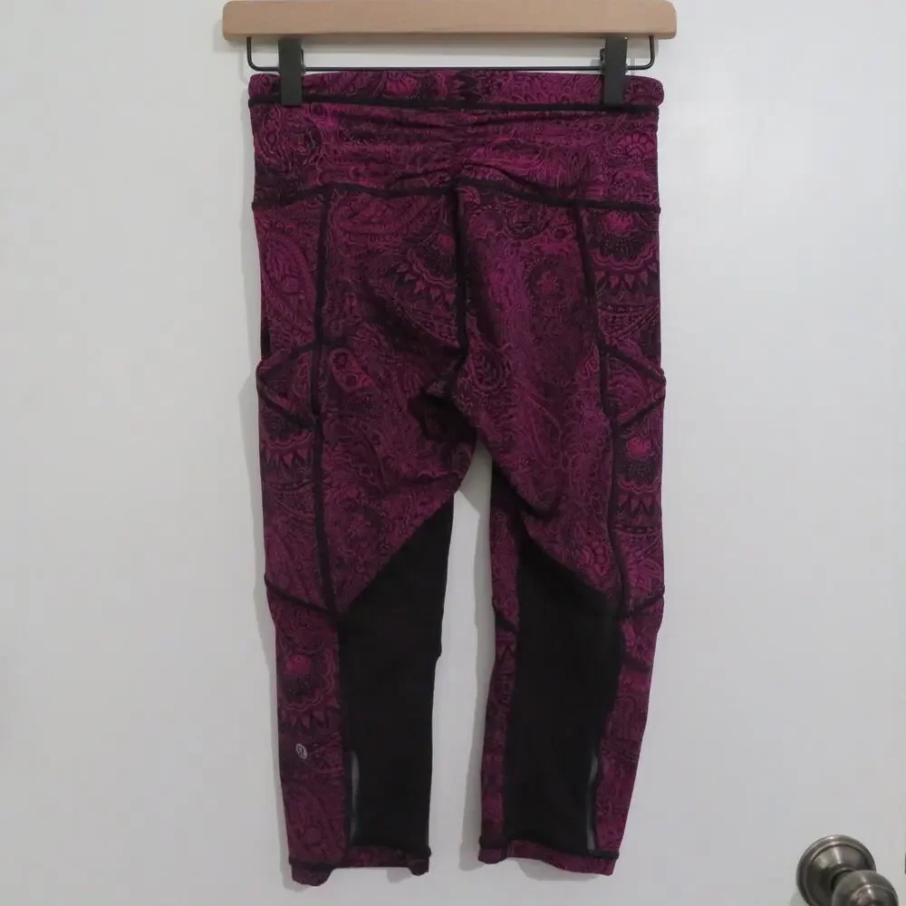 Lululemon Women Sz 4 Deep Fuschia Black Outrun 17